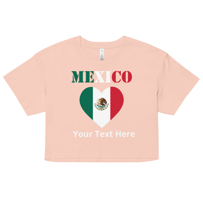 Mexico Heart Flag Personalized Name Women’s crop top