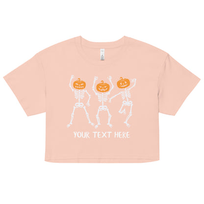 Dancing Skeleton Pumpkin Heads Women’s crop top